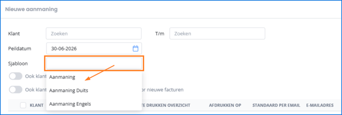 Aanmaningen_sjabloon_selecteren
