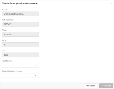 Jaarrapportage aanmaken
