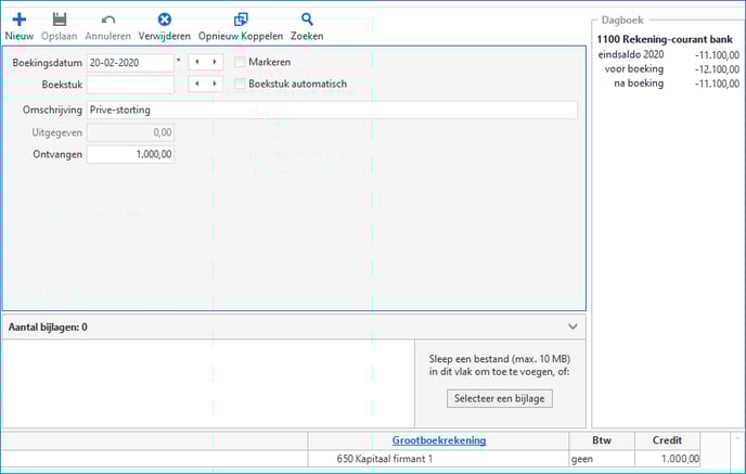 Een privé storting of opname boeken